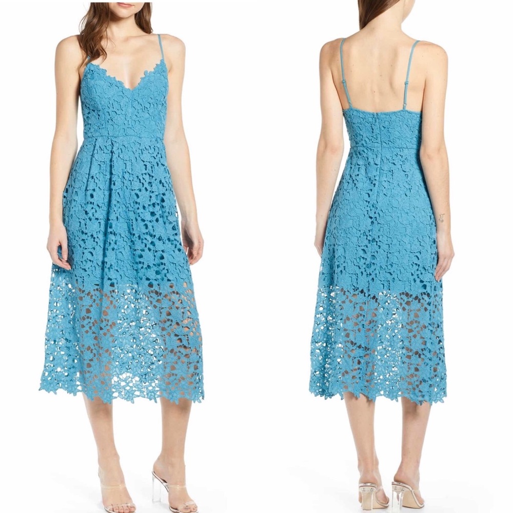 ASTR The Label, Lace Midi Dress, AQUA, S & M - NWT